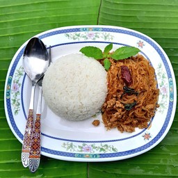 กะเพราวุ้นเส้นหมูสับ