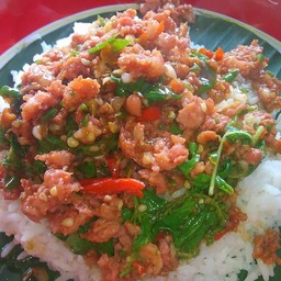 Basil With Fermented Pork (Topped With Rice)