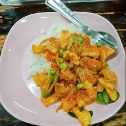 ผัดเผ็ดหมูป่า ราดข้าว