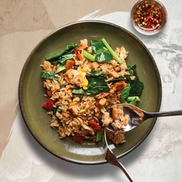 ข้าวผัดคะน้าปลาเค็ม มังสวิรัติ