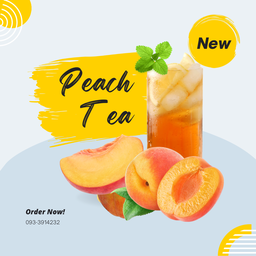 ชาพีช Peach Tea  (มีเนื้อพีช กรุบ ๆ )