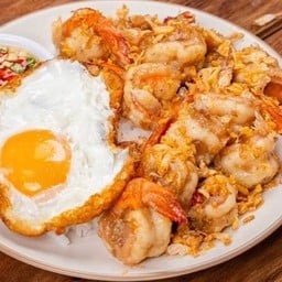 ข้าวกุ้งกระเทียม+ไข่ดาว