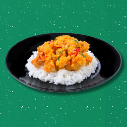 ข้าวปลาหมึกทอดผัดไข่เค็ม