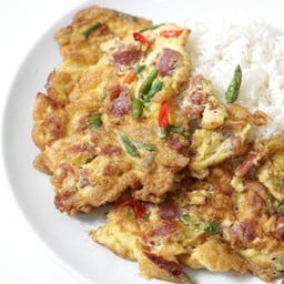 Fermented Pork Omelette (Topped With Rice)