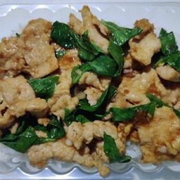 ข้าวราดผัดใบโหระพา