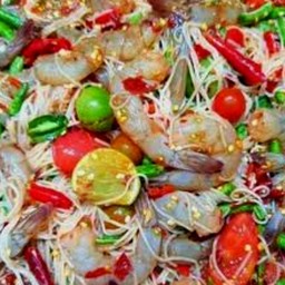 ตำขนมจีนหมูยอ(กุ้งสด)(กุ้งสุก)