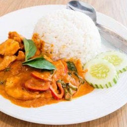 ข้าวราดแพนงไก่+ไข่ดาว