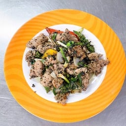 หมูหมักผัดพริกไทดำ