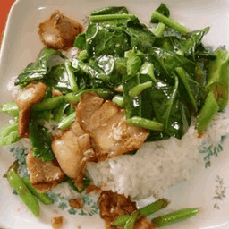 คะน้าราดข้าว