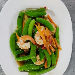 ถั่วลันเตา,หน่อไม้ฝรั่งผัดกุ้ง
