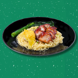 บะหมี่แห้งหมูแดงฮ่องกงและเกี๊ยวกุ้ง