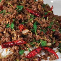 กะเพราเนื้อราดข้าว