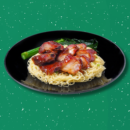 บะหมี่แห้งหมูแดงและซี่โครงหมูอบน้ำผึ้ง