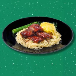 บะหมี่แห้งซี่โครงหมูอบน้ำผึ้งและเกี๊ยวกุ้ง