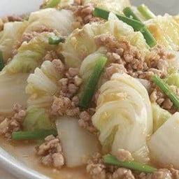 ข้าวราดผัดผักกาดขาว  เลือกเนื้อสัตว์