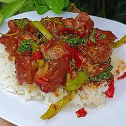 ข้าวกะเพราขาหมูตุ๋น