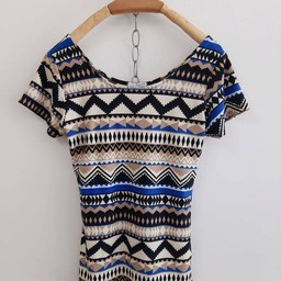เสื้อยืดกราฟฟิก น้ำเงินครีมS-M