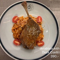 Arrabiata with Crispy Duck Confit Pasta
