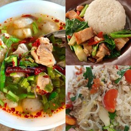 เชตคะน้าหมูกรอบ+ต้มยำไก่+ยำวุ่นเส้นหมูสับ