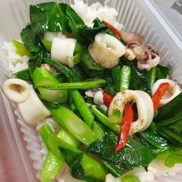 ข้าวคะน้าปลาหมึก