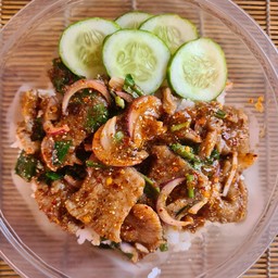 ข้าวไก่นุ่มคั่วจิ้มแจ่ว