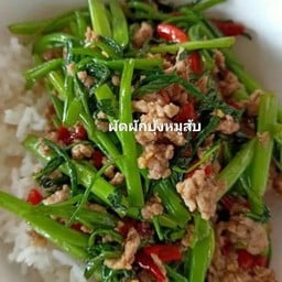 ผักบุ้งหมูสับราดข้าว