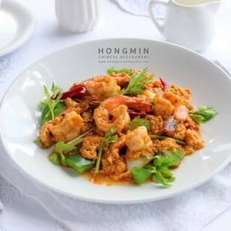 กุ้งแชบ๊วยผัดผงกะหรี่
