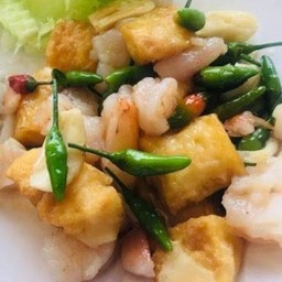 กุ้งสับผัดพริกขี้หนูสวน