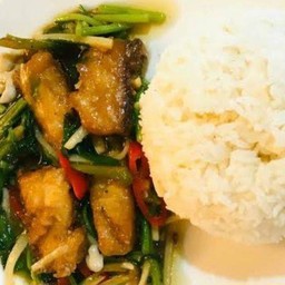 ข้าวปลากะพงผัดขึ้นฉ่าย