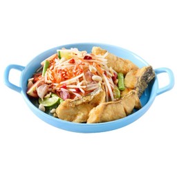 ส้มตำไทยปลากะพงทอด