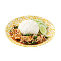 กะเพราราดข้าวหมูนุ่ม