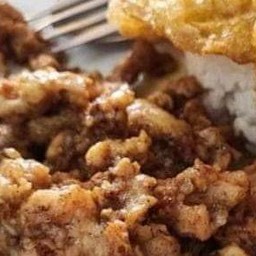 หมูนุ่มทอดกระเทียมราดข้าว