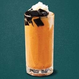 Thai iced tea with grass jelly