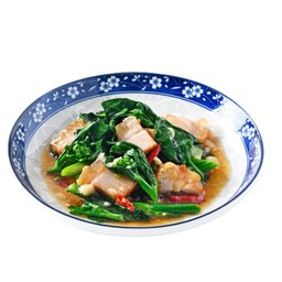 คะน้าฮ่องกงหมูกรอบ