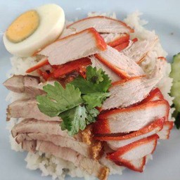 ข้าวหมูเเดง+หมูกรอบบ