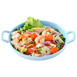 ยำหมูยอไข่แดงเค็มกุ้งปลาร้า