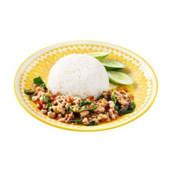 กะเพราราดข้าวหมูสับ