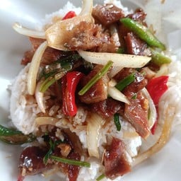 ข้าวหมูย่างผัดพริกสด