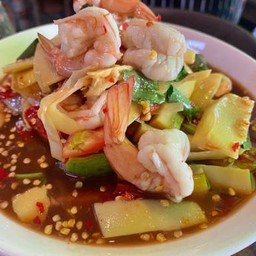 ตำหน่อไม้กุ้งสด/ลวก