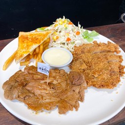 สเต็กไก่เทอริยากิ + สเต็กไก่ทอดซอสครีม