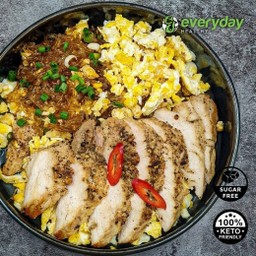 เส้นแก้วผัดไข่หมูย่าง (คีโต)