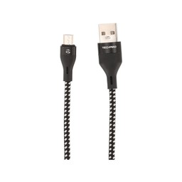 TECHPRO Micro USB Cable 3A Charger & DATA SYNC 1M. Black White
