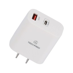 TECHPRO Wall USB Charger 1 USB-A (QC3.0A)  1 USB-C (PD20W) + Type-C toType-C Cable (TP-WC01)