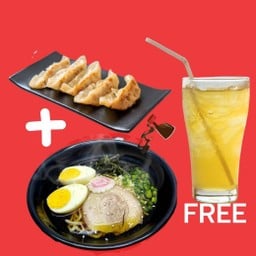 โชยุราเมง+เกี๋ยวซ่าหมู ฟรีชาเขียว1แก้ว