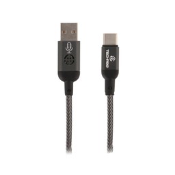 TECHPRO USB-A to USB-C Cable 2.4A Voice Control LED Light Data 1.2M. Grey