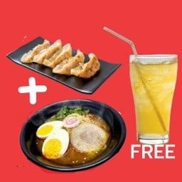 ต้มยำราเมง + เกี๋ยวซ่าหมู ฟรีชาเขียว1แก้ว