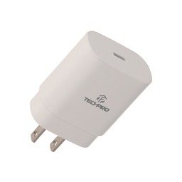 TECHPRO Wall USB Charger 1 USB-C (PD25W) PPS TP-WC03  - White