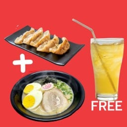 ทงคตซึราเมง+เกี๋ยวซ่าหมู ฟรีชาเขียว1แก้ว