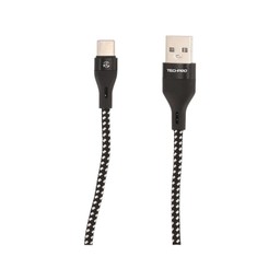TECHPRO USB-A to USB-C Cable 3A Charger & DATA SYNC 1M. Black White