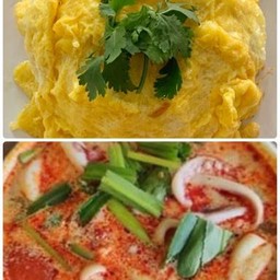 ข้าวราดไข่เจียว+ต้มยำ(สำหรับทานคนเดียว)